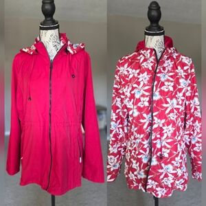 Reversible Red Floral Hooded Jacket
